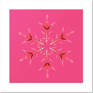 Minimalistic Red Snowflake Hand Drawn Art Posters and Art